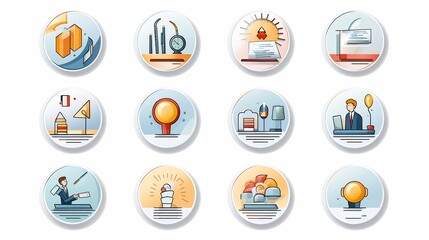 Fototapeta premium Comprehensive Icon Set for Diverse Professional Applications and Conceptual Visuals