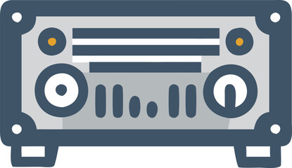 Retro Audio Receiver with Knobs and Dials, Illustration of a retro-style audio receiver featuring knobs, dials, and a vintage design, ideal for classic music and tech themes.  
