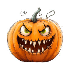 Frightful Halloween Pumpkin: A Spooky Digital Illustration