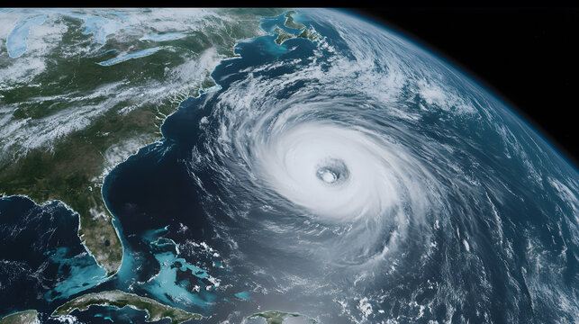 Stunning Satellite Imagery Capturing Intense Hurricane Swirling Over the East Coast and Surrounding Ocean in High Detail