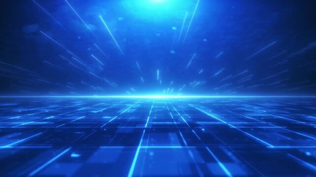 This video clip contains a digital background with an endless particles stream forming different sizes of grids. Use this for technology-related presentations, data reports, news backgrounds.