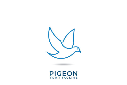 Pigeon logo, dove logo with minimalist design, dove line logo.