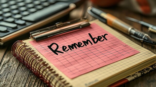 Action reminder note office desk high fidelity image organized workspace close-up view visual concept for productivity