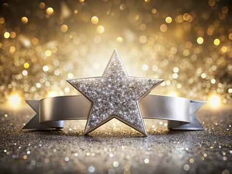 Elegant Silver Star Banner Design for VIP Certificates, Luxury Gifts, Exclusive Vouchers, and Shopping Presentations