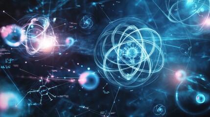 Obraz premium Abstract Atomic Structure in Digital Space