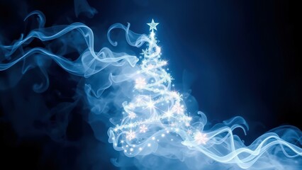 Ethereal Blue Christmas Tree Smoke Art: Perfect for Holiday Greetings, Wallpapers, and Digital Decorations