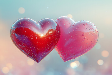 Obraz premium 3d rendered illustration of two hearts, generative ai