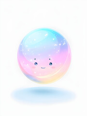 A simple cute illustration of a floating orb glowing with soft, colorful light