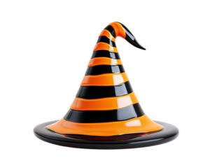 a black and orange striped hat