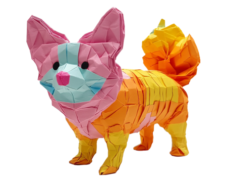 a paper folded animal on a white background