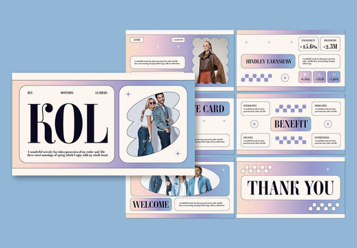 Cream Purple Gradient Geometric KOL Presentation Layout