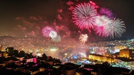 Fireworks Display Over City