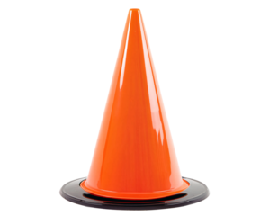 an orange cone on a black surface