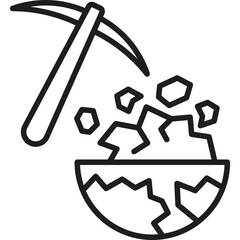 Pickaxe Mining Line Icon