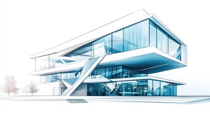 Modern Architectural Design: Sketch of a Luxurious Glass House