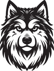 Fototapeta premium Intricate black and white wolf head icon, wolf head logo vector illustration isolate on white background