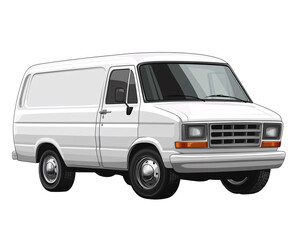 a white van with black wheels