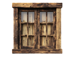 a wooden window with glass panes