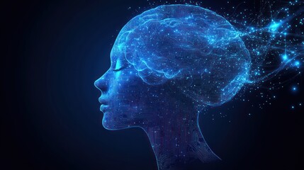 Obraz premium Digital Brain and AI Concept Connection