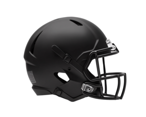 a black football helmet with a metal face guard