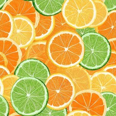 Fototapeta premium Sliced Slices Pile Collage of Lemons and Limes Seamless Food Pattern Texture
