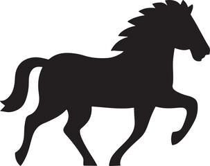 Obraz premium Simple black silhouette of a horse icon vector art illustration isolate on white background
