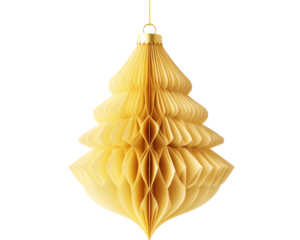 a yellow ornament from a string