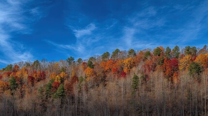 Autumnal Forest Canopy Under a Blue Sky