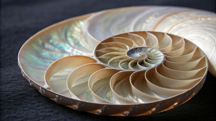 Obraz premium Abstract mother of pearl pattern on a dark background with subtle blur effects, multicolored hues, iridescent