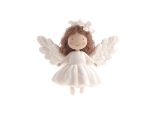 a small white angel doll