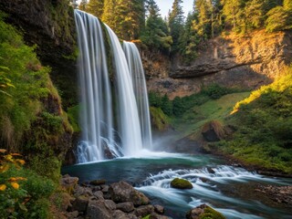 Obraz premium Captivating Waterfall in Motion: Nature's Flowing Symphony for Stunning Landscapes
