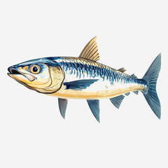 Obraz premium Colorful Illustration of a Realistic Fish Depicting Detailed Scales, Fins, and Features Ideal for Nature, Marine Life, or Seafood Themes in Commercial or Creative Projects