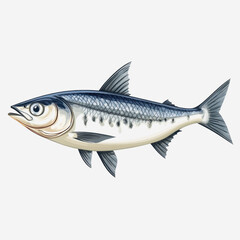 Fototapeta premium Realistic Illustration of a Freshwater Fish with Sleek Body, Detailed Fins, and Scales, on a Neutral Background for Nature and Food Themes