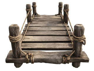 Obraz premium a wooden bridge with ropes