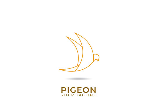 Pigeon logo, dove logo with minimalist design, dove line logo.