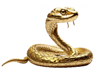 Golden snake isolated on transparent background. Chinese new year 2025, lunar new year theme. png