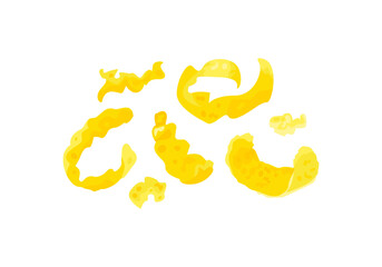 Grated lemon zest isolated on white background. Vector cartoon flat illustration. Food icon.