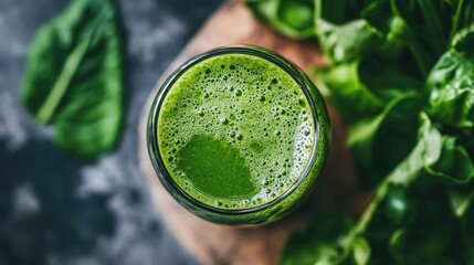 Vibrant green wheat grass juice in a glass, surrounded by fresh leaves, showcasing its nutrient-rich and detoxifying properties for a healthy lifestyle.