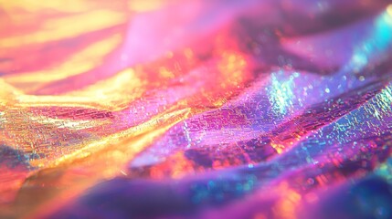 Obraz premium A vibrant, colorful abstract texture showcasing waves of shimmering light and rich hues, creating a captivating visual effect.