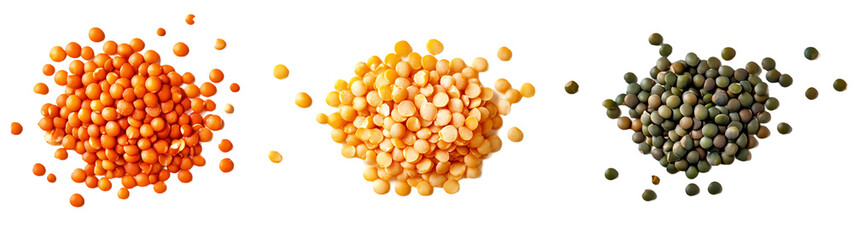Set for different legumes on white background
