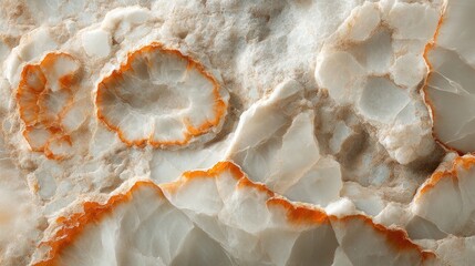 Obraz premium Close-up of a mineral with orange and white patterns.