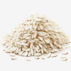 Obraz premium Pile of Raw White Rice Grains on a Light Background Showcasing the Texture, Shape, and Natural Beauty of Uncooked Rice for Culinary and Food Photography