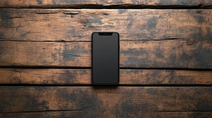 Vintage smartphone mockup positioned on rustic wooden table showcasing a textured background, ideal for notes, plans, and ideas in a workspace setting.