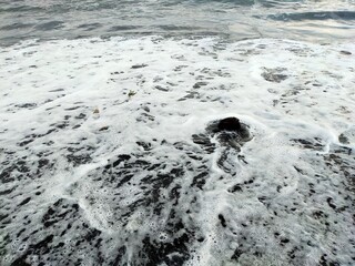 portrait on a beach in the afternoon with beautiful black sand