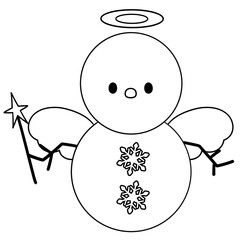 Snowman Angel Line art outline Chrismas decoration clipart Angel set  
holiday ornaments hand draw illustration  transparent with Background Remover