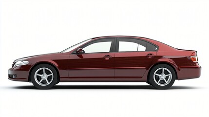 Obraz premium Maroon Sedan Car Side View Modern Automobile