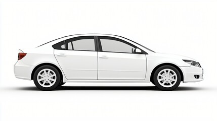 Obraz premium White Sedan Car Side View Isolated on White Background