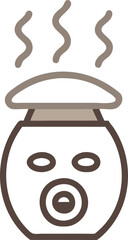 Facial Steamer Device Line Art Icon, Minimalist line art illustration of a facial steamer emitting steam, symbolizing skincare, spa treatments, and personal care routines.
