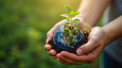 Planting Sustainability: Hands Holding The Earth&rsquo;s Seed For A Greener Tomorrow