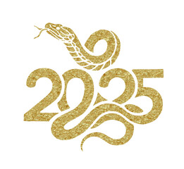 Chinese New Year Zodiac Sign year of the Snake Chinese calligraphy vector flat style illustration